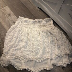 Free People Asymmetrical White Lace Skirt